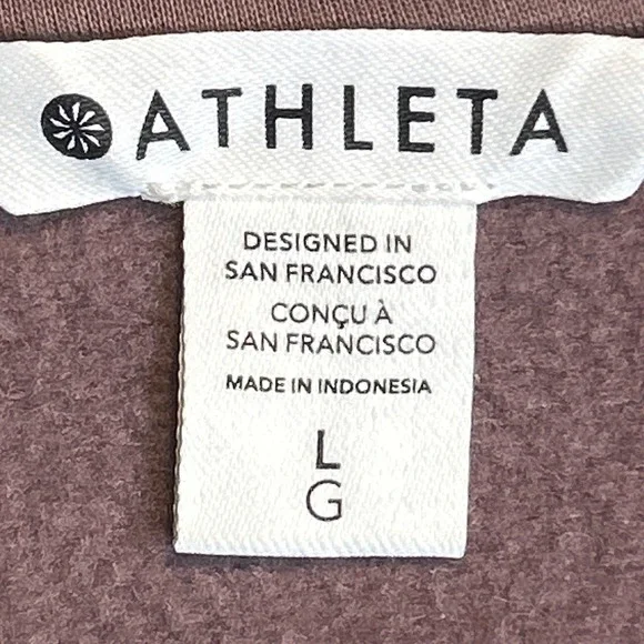 Athleta Quarter Zip Fleece Cropped‎ Sweatshirt Taupe Women's Size L Loungewear - Picture 9 of 10